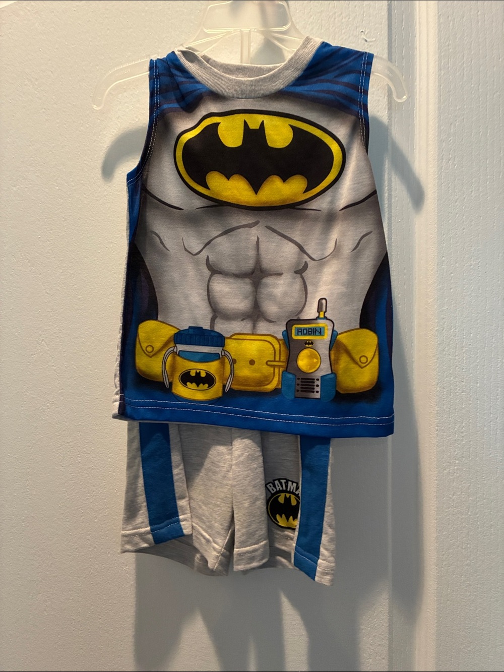 Batman Kids Muscle Chest Tank & Shorts Set - Blue/Gray size 18 mo